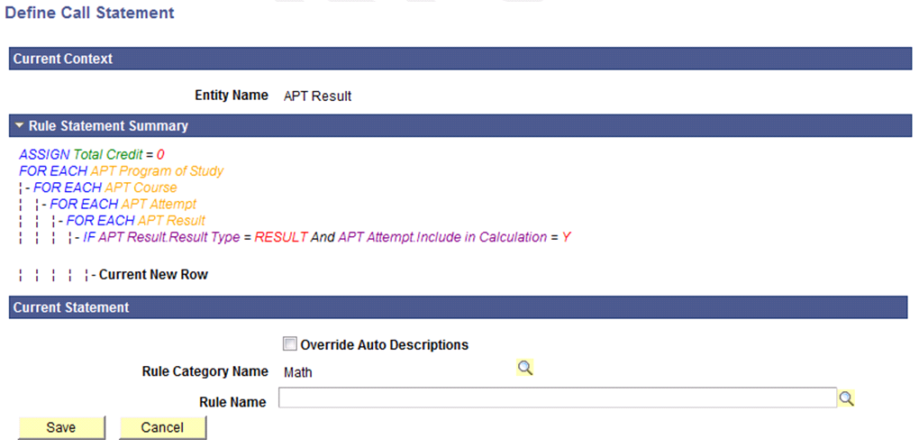 Example of Define CALL Statement
