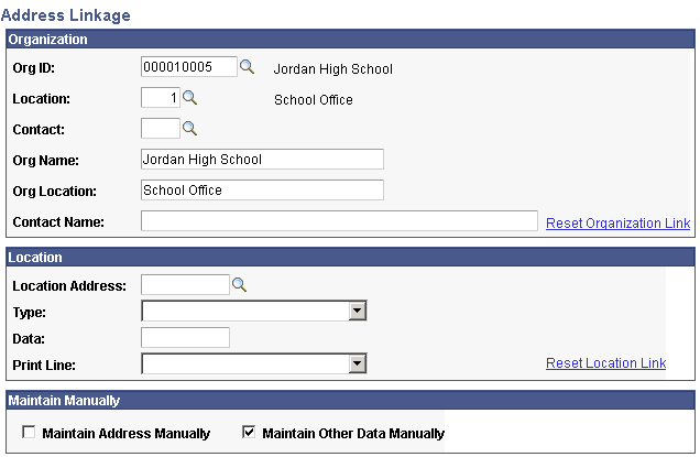 Address Linkage page