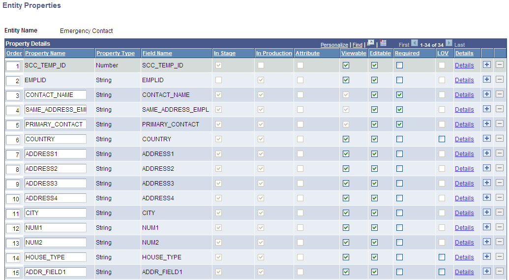 Entity Properties page (1 of 2)