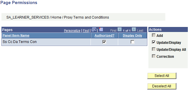 Page Permissions page
