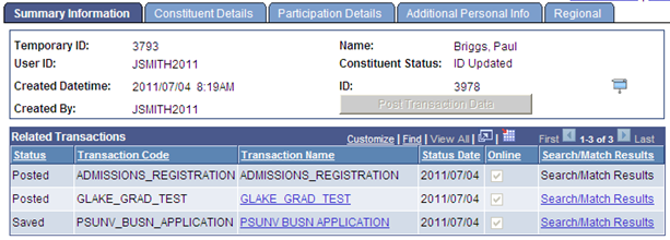 Partition Data By Constituent (Summary Information page)