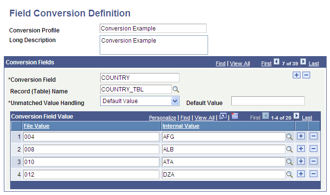 Field Conversion Definition page