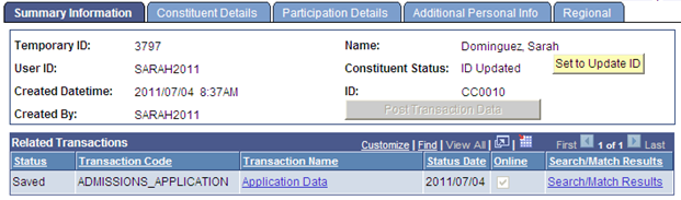 Partition Data By Transaction (Summary Information page)