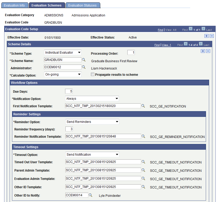 Evaluation Schemes page (1 of 4)