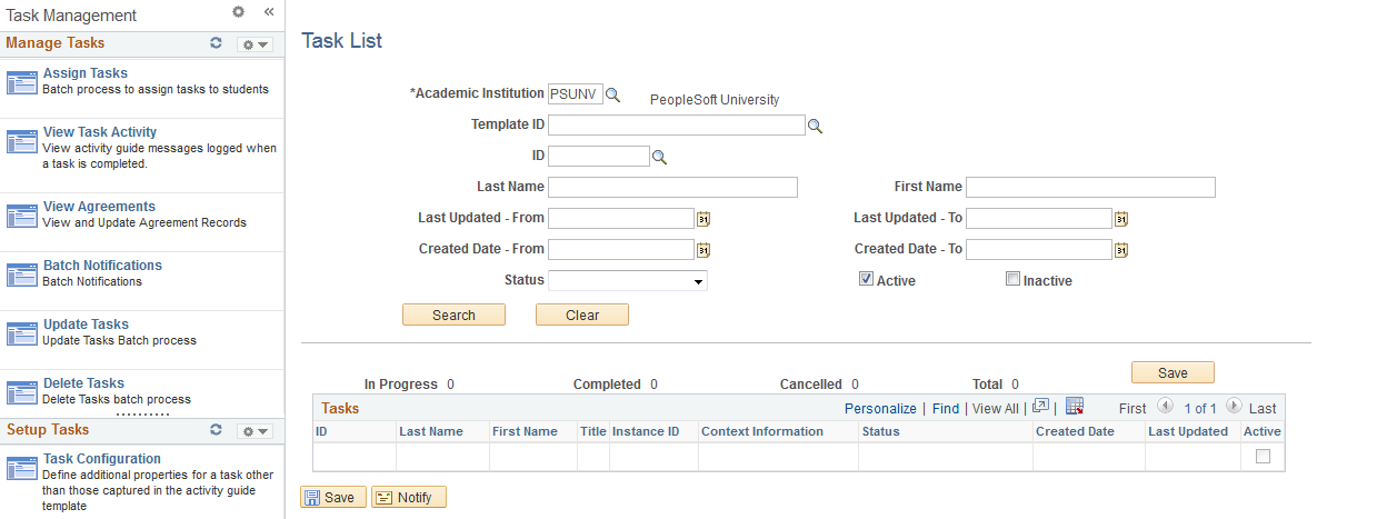 Task Management WorkCenter