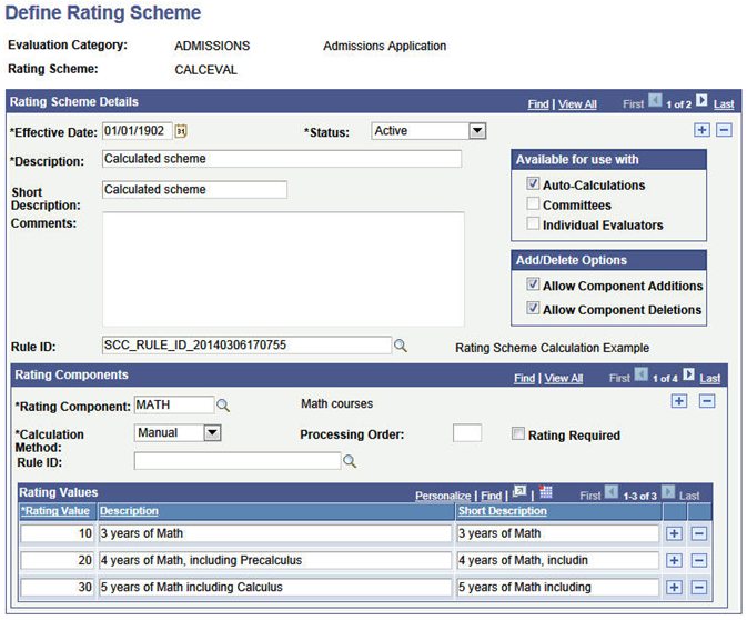 Define Rating Scheme page: Rules Engine integration example (scenario variation)