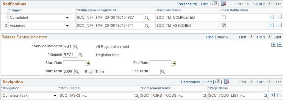 Task Configuration page (2 of 2)