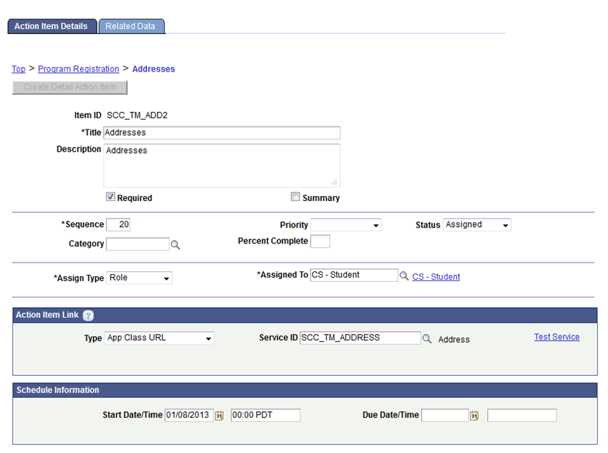 Action Item - Action Item Details page