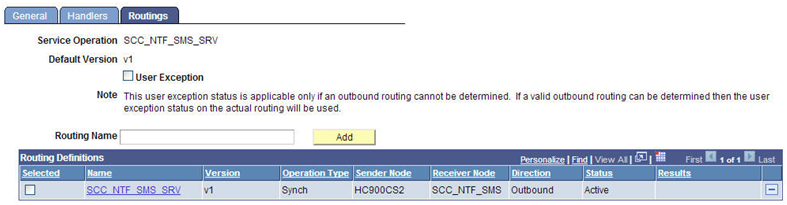 Service Operation Routings Page SMS Notifications