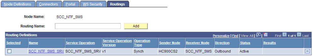 Node Routings Page SMS Notifications