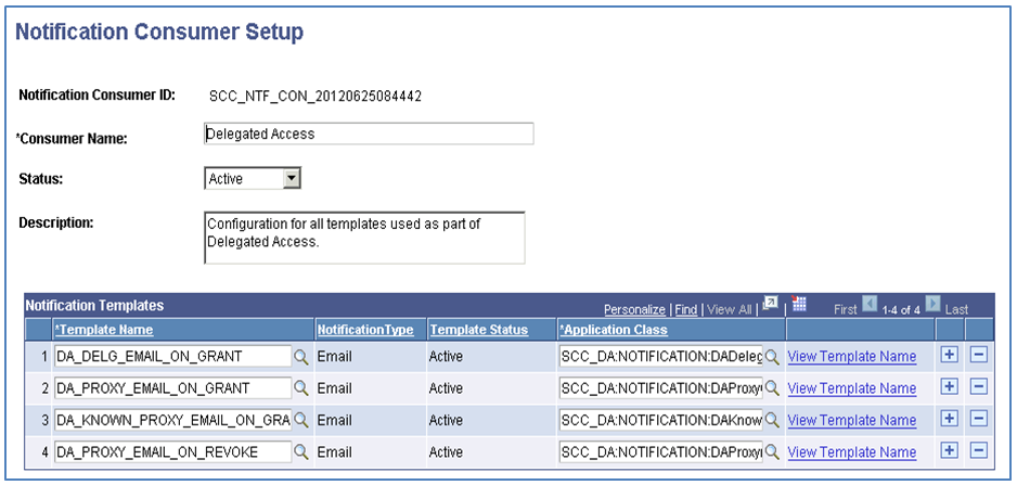 Notification Consumer Setup Page