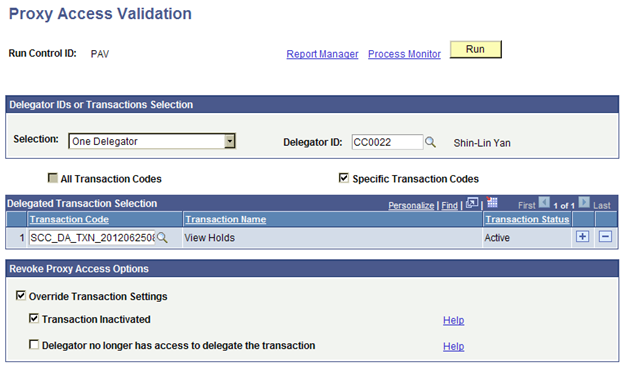 Proxy Access Validation page
