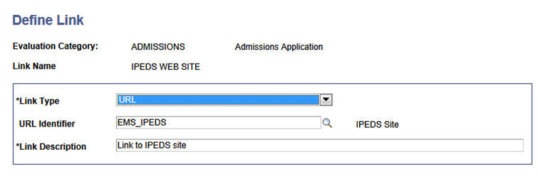 Define Link page for URL