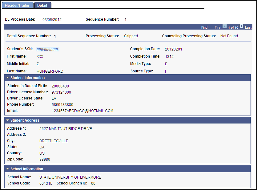 View Exit Counseling Staging Detail page (1 of 2)