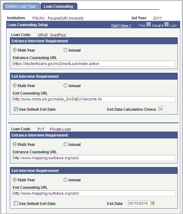 Loan Counseling page
