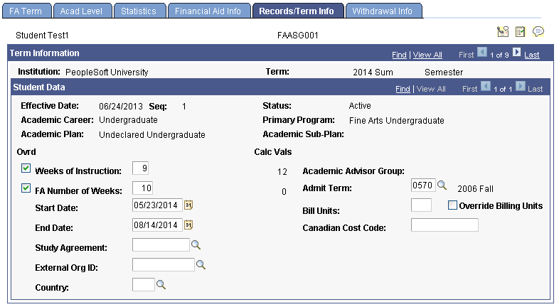 Records/Term Info (information) page