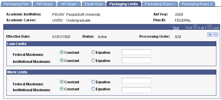 Packaging Limits page