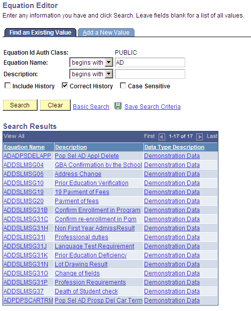 Equation Editor Search Results page