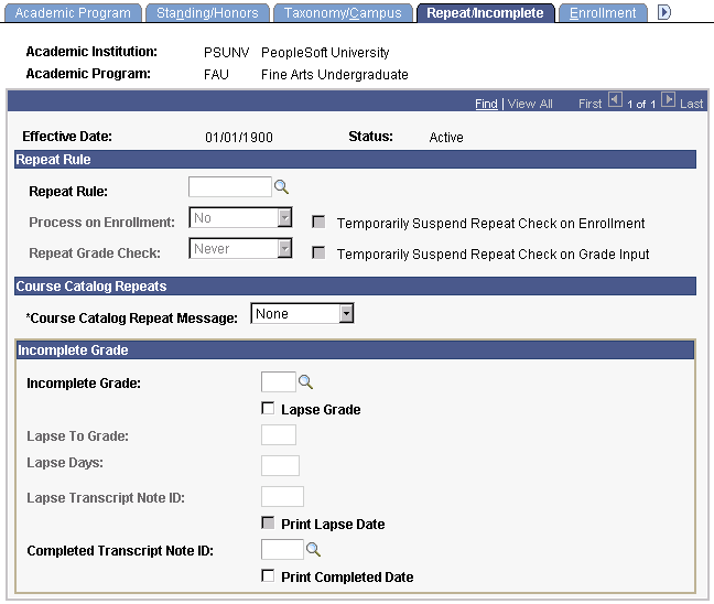 Repeat/Incomplete page