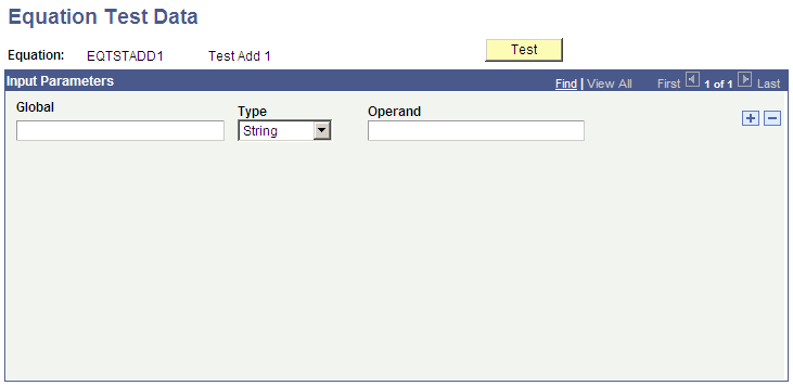 Equation Test Data page