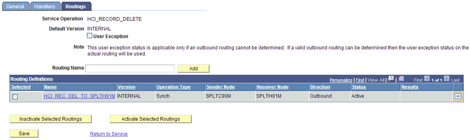 Example of Service Operations â Routings page (CS)