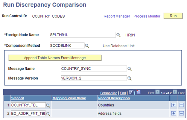 Run Discrepancy Comparison page