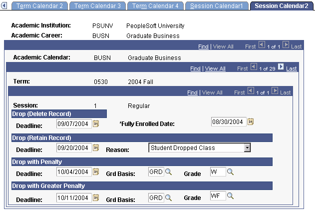 Session Calendar2 page