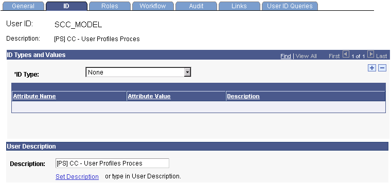 User Profiles - ID page