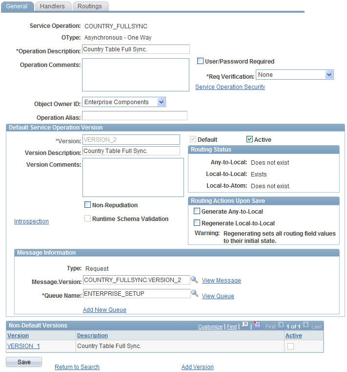 Service Operations Definition page