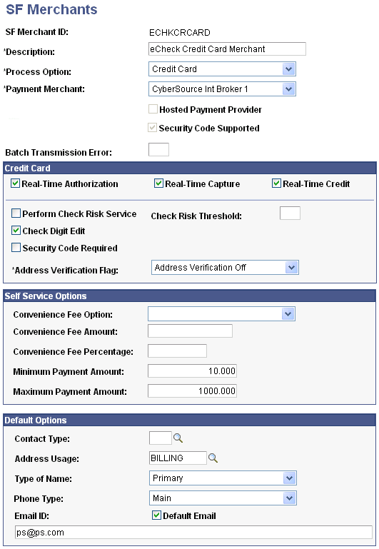 SF (Student Financials) Merchants page
