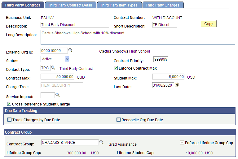 Third Party Contract page
