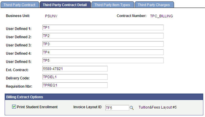 Third Party Contract Detail page