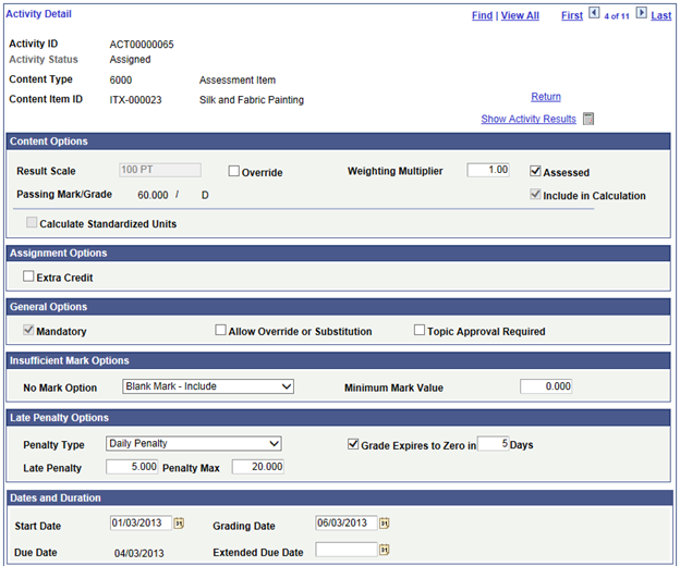 Example: Content Type = Assessment Item Detail