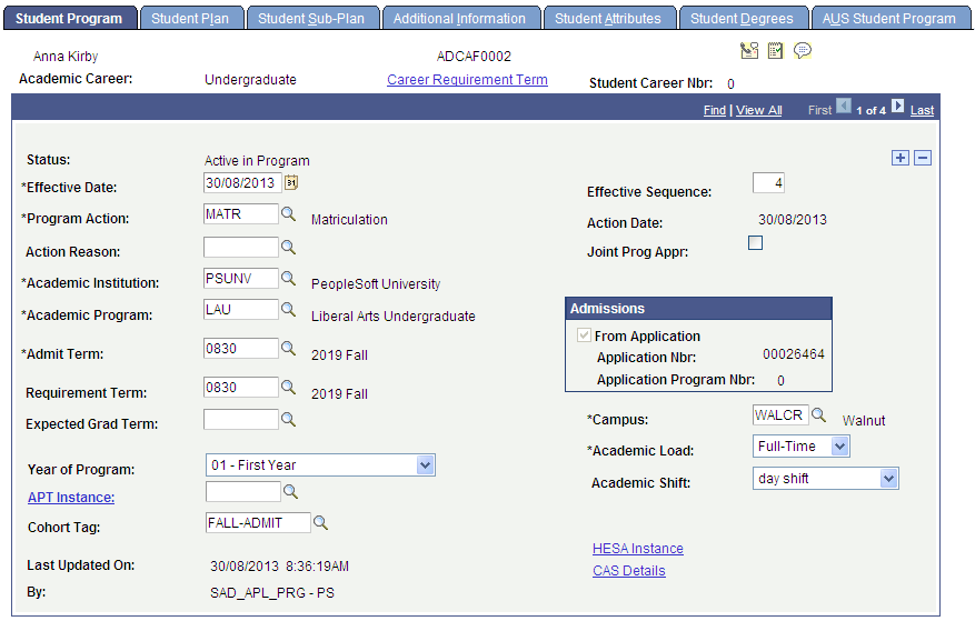 Student Program page
