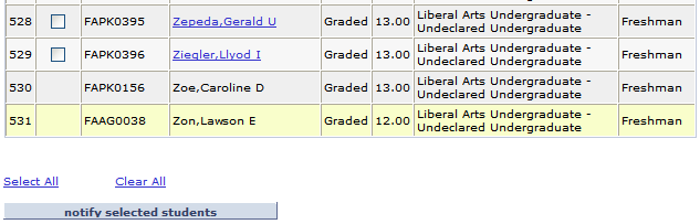 Class Roster page (2 of 2)