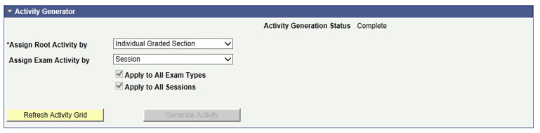 Example of activity setting for Individual Graded Section