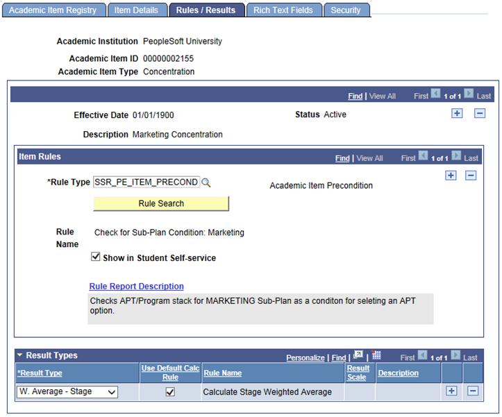 Rules / Results page