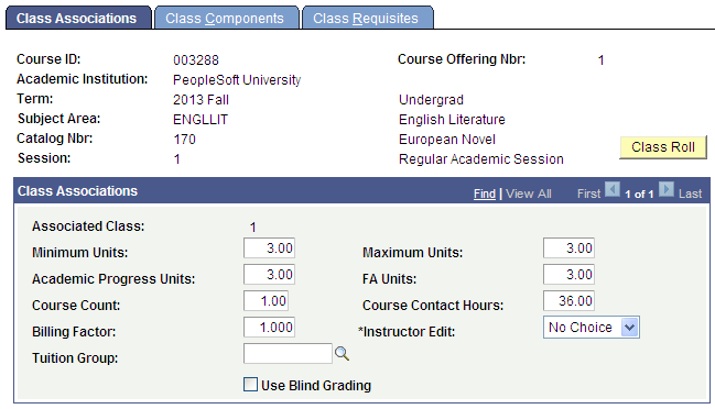 Class Associations page