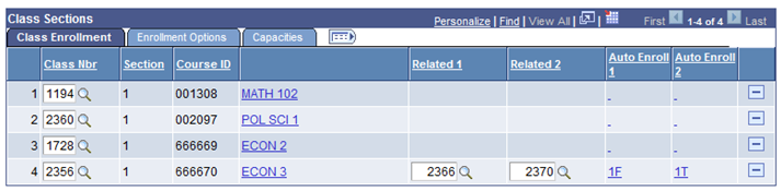 APT (Academic Progress Tracker) Enrollment Class Sections grid