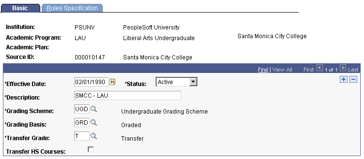Program/Source Equivalency - Basic page