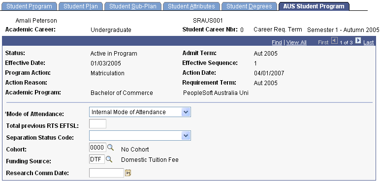 AUS Student Program page