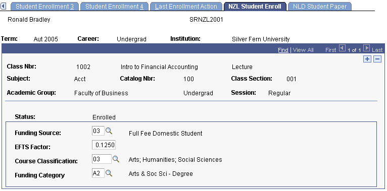 NZL (New Zealand) Student Enroll page
