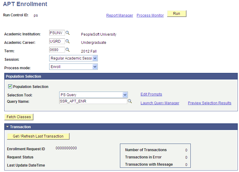 APT (Academic Progress Tracker) Enrollment page