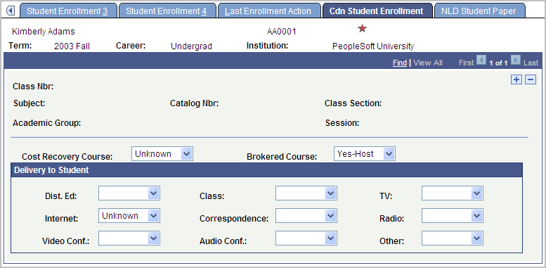 Cdn (Canadian) Student Enrollment page