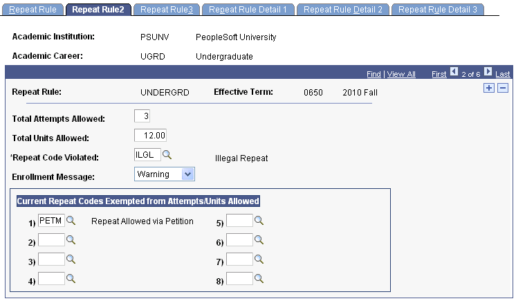 Example repeat rule (1 of 7)