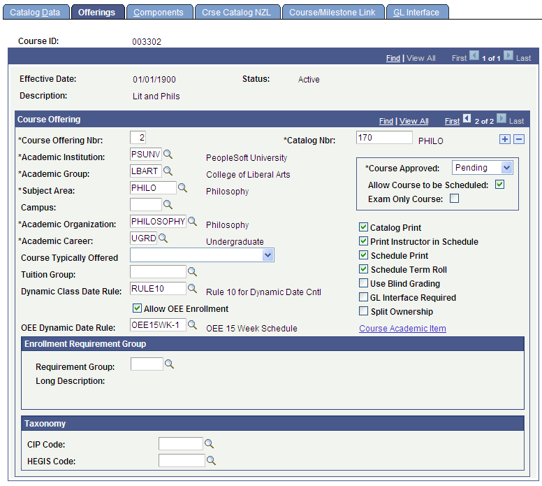 Offerings page example 2