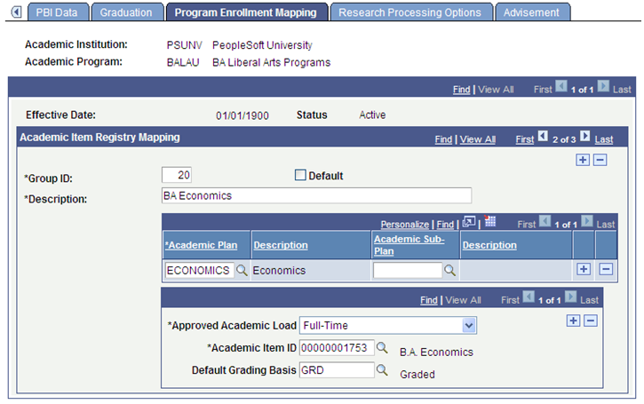 Program Enrollment Mapping page