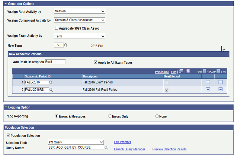 Batch Activity Generator - Activity Manager as source page (2 of 2)