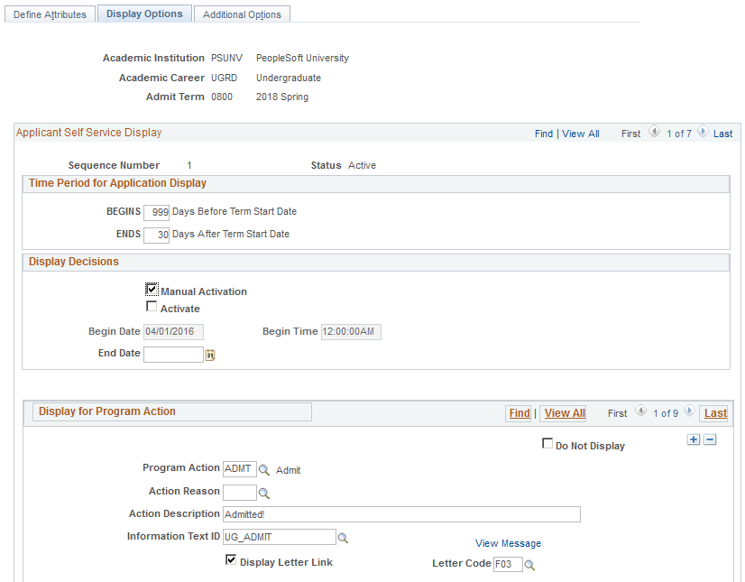 Display Options page