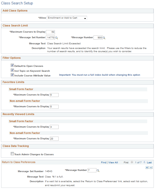 Configuring Class Search Options for Fluid